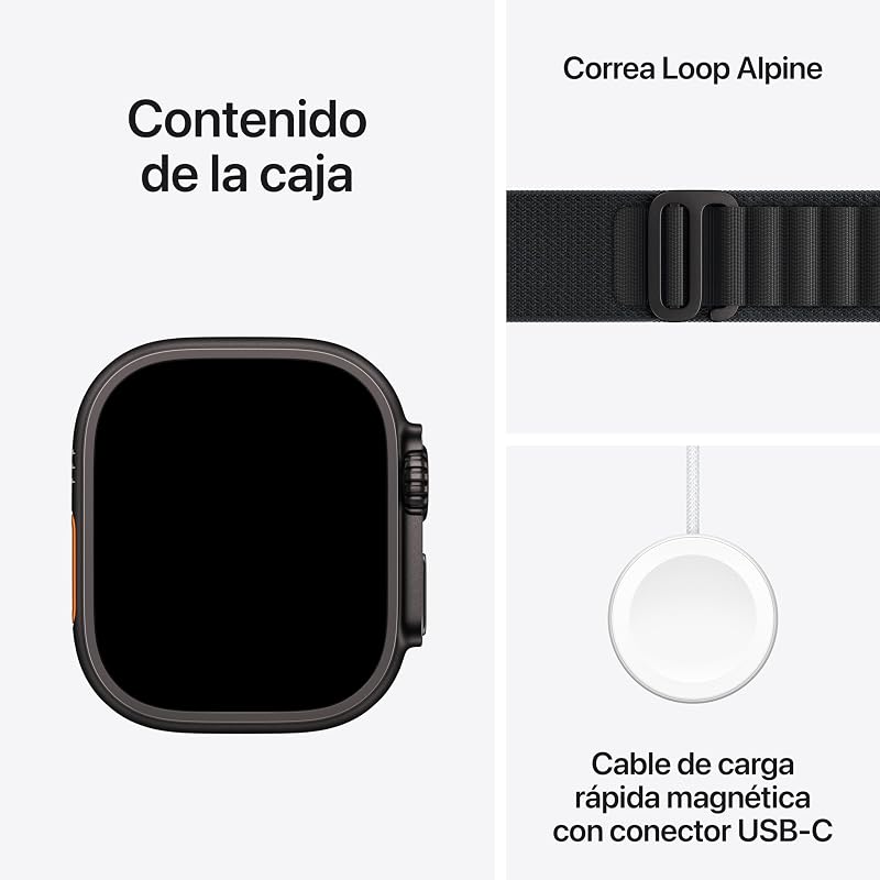 Relógio Ultra 3 GPS + Celular, relógio premium para corrida e multisport com uma caixa de titânio resistente de 49 mm e bracelete preta Alpine Loop - Tamanho M. Monitores avançados de saúde e treino