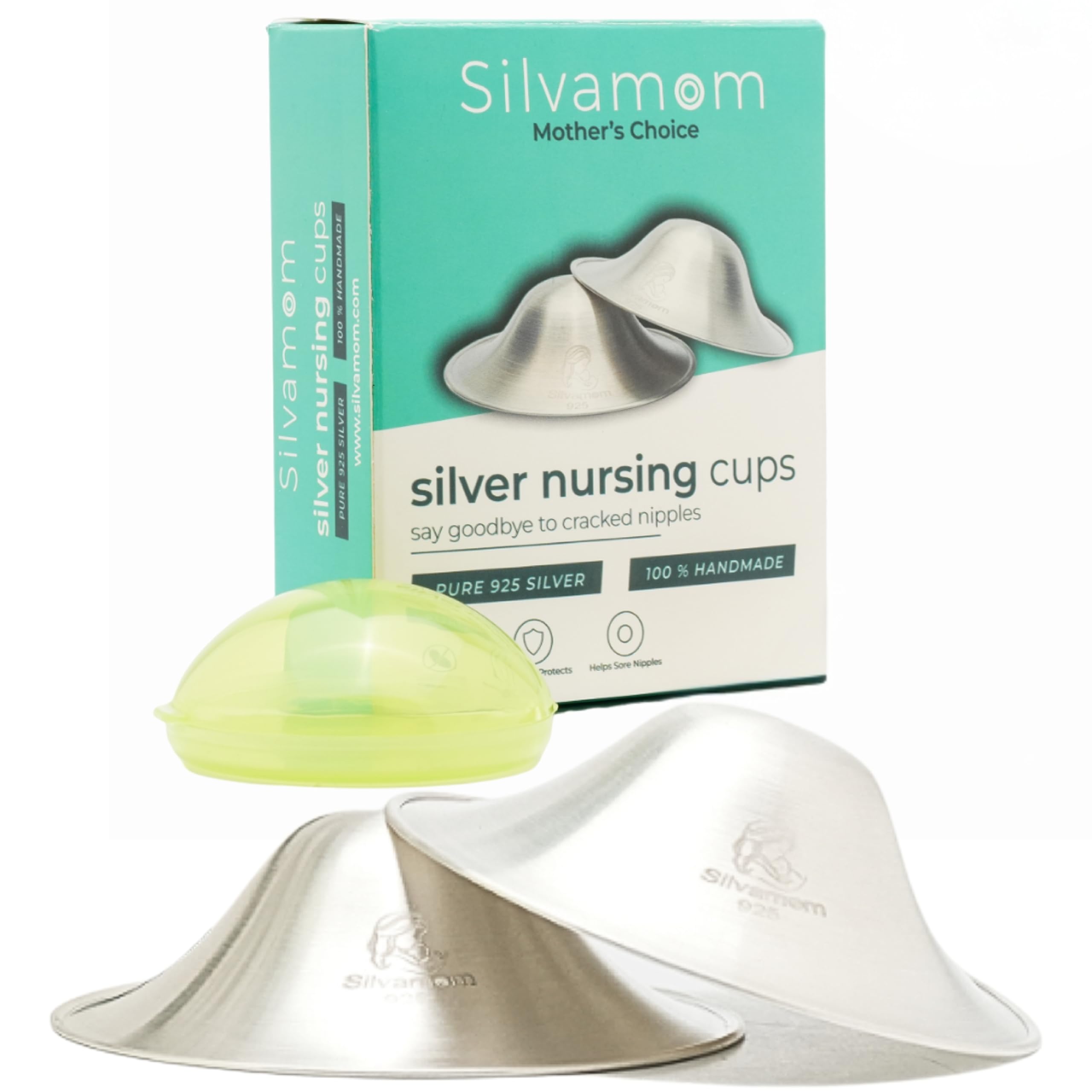 Photo 1 of Silvamom Silver Nursing Cups - Reusable 925 Silver Nursing Covers for Sore Nipples, Postpartum Mom Breastfeeding Essentials, Soothes & Protects - Regular