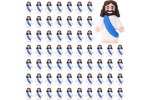Bememo 100 Pcs Jesus Toys Original Design Mini Rubber Little Jesus Figurine to Hide and Seek Religious Party Favors Sunday School Craft Baptism Gifts for Easter Egg Stuffers(Blue)