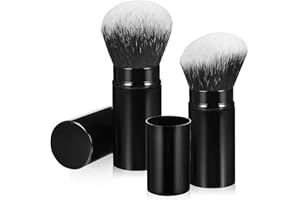 VILLCASE Retractable Makeup Brush Set 2pcs with Caps – 30mm Angled Blush Brush round Powder Applicator