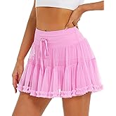 Stelle Women's High Waist Athletic Skorts with Shorts Pockets Ruffle Hem Flowy Skirts Mini Tiered Short Skirt Casual Summer
