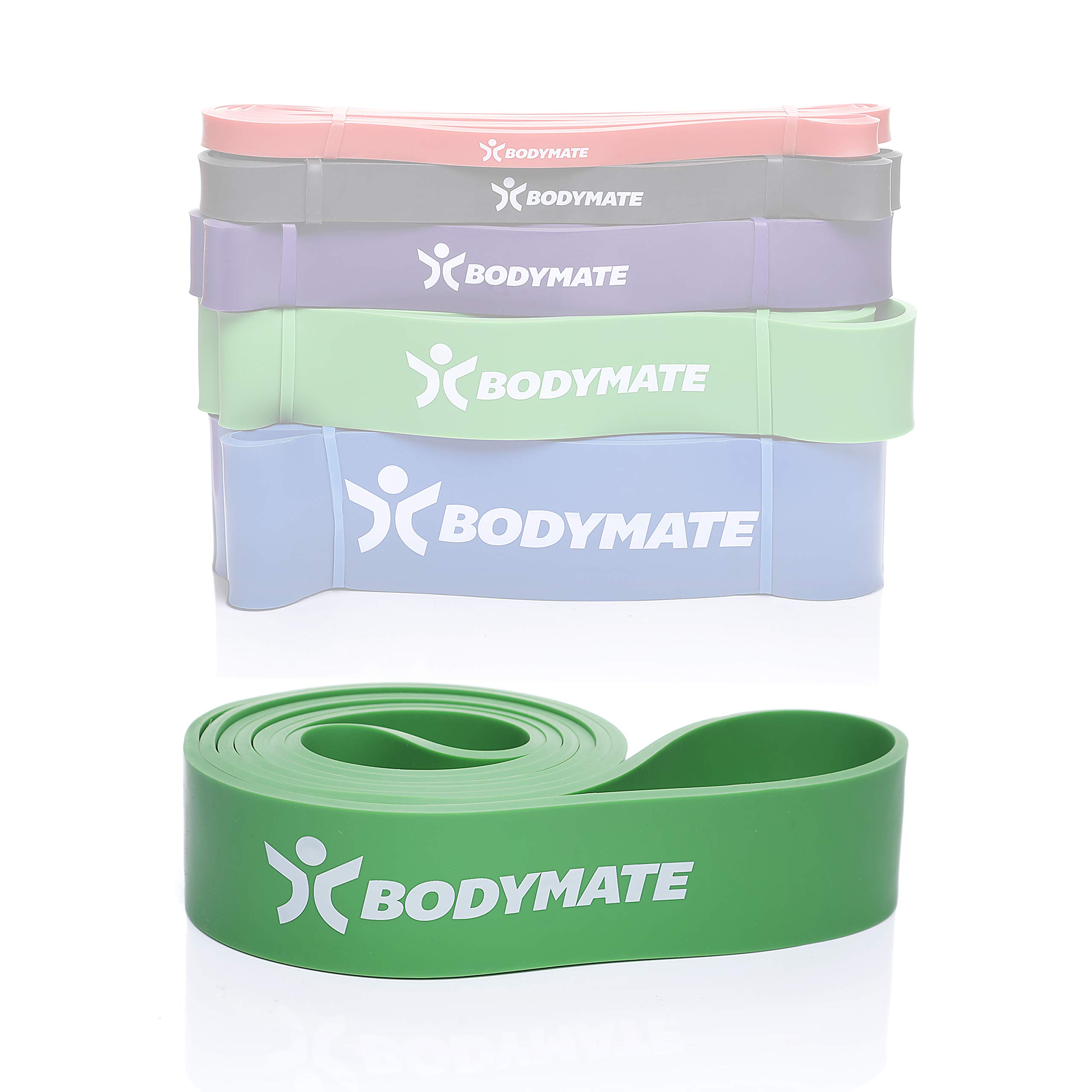 BODYMATE Premium Fitness Bands. 208cm elastic resistance band made from natural latex. Trains strength, endurance, coordination, flexibility. For beginners and professionals
