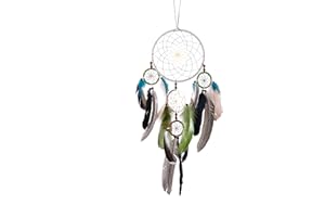 Multi Color Dream Catchers - Goose Feathers with Multiring, Handmade Large Dreamcatcher for Bedroom Wall Dorm Decor - HOLSM-III