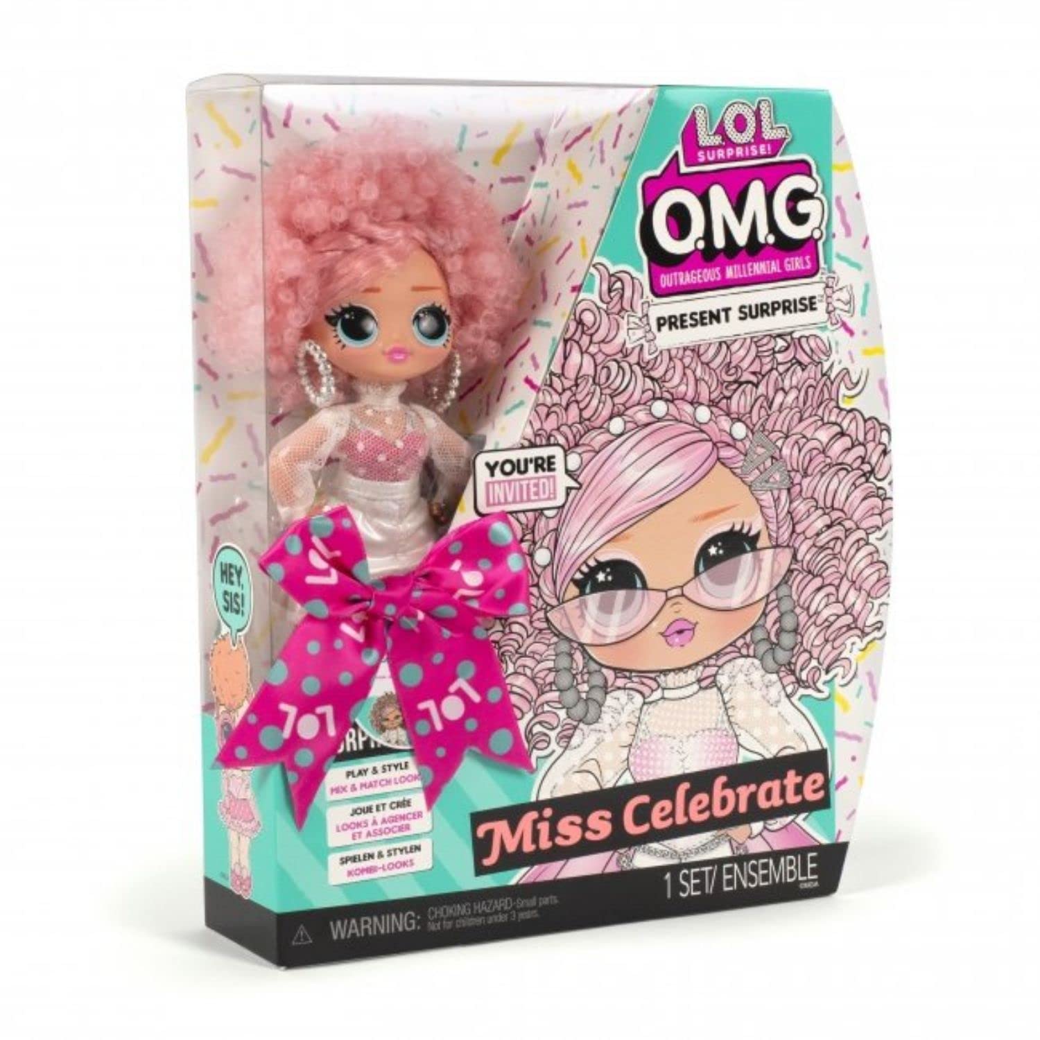 LOL Surprise OMG Present Surprise Series 2 Fashion Doll - MISS CELEBRATE - With 20 Surprises Including Outfits, Shoes, Accessories, & More - Collectable - For Boys & Girls Age 4+