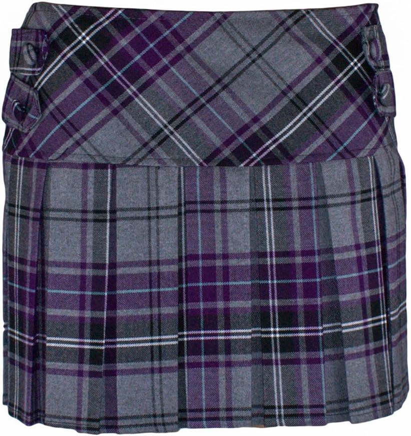 Girls Tartan Fully Pleated 4 Cover Buttoned Kilt Skirt Age 3 to 14 Years