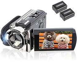 Video Camera Camcorder Digital Camera Recorder kicteck Full HD 1080P 15FPS 24MP 3.0 Inch 270 Degree Rotation LCD 16X Zoom Cam
