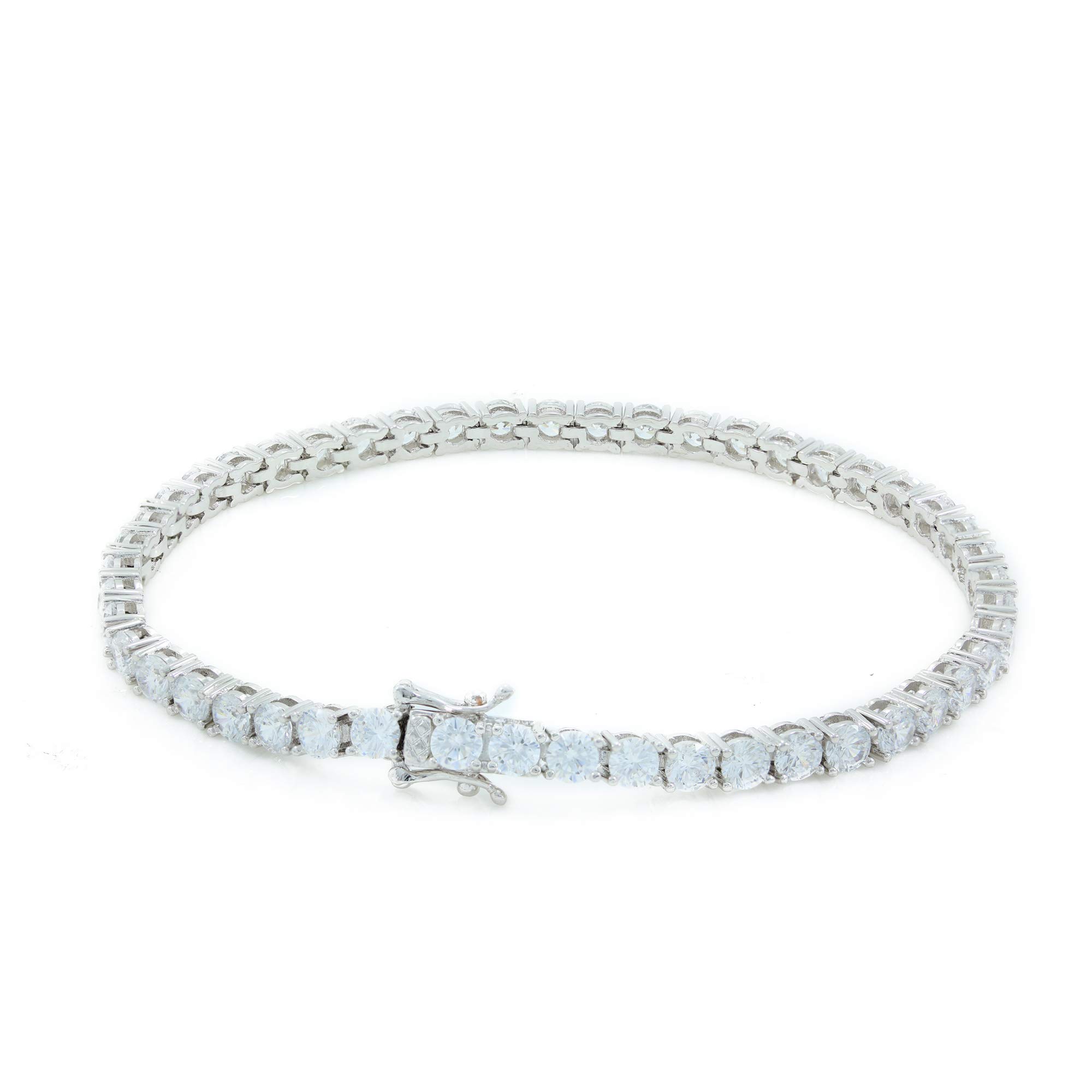Bling Bling NY Unisex 3mm Real Solid 925 Sterling Silver Tennis Chain CZ One Row Choker Necklace 16-24" Bracelet 6.5-8'' Anti-Tarnish, Small 3mm, Sterling Silver, Cubic Zirconia