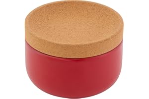 Kamenstein Ceramic and Cork Salt Pig with Easy Lift Lid for Easy Access, Red
