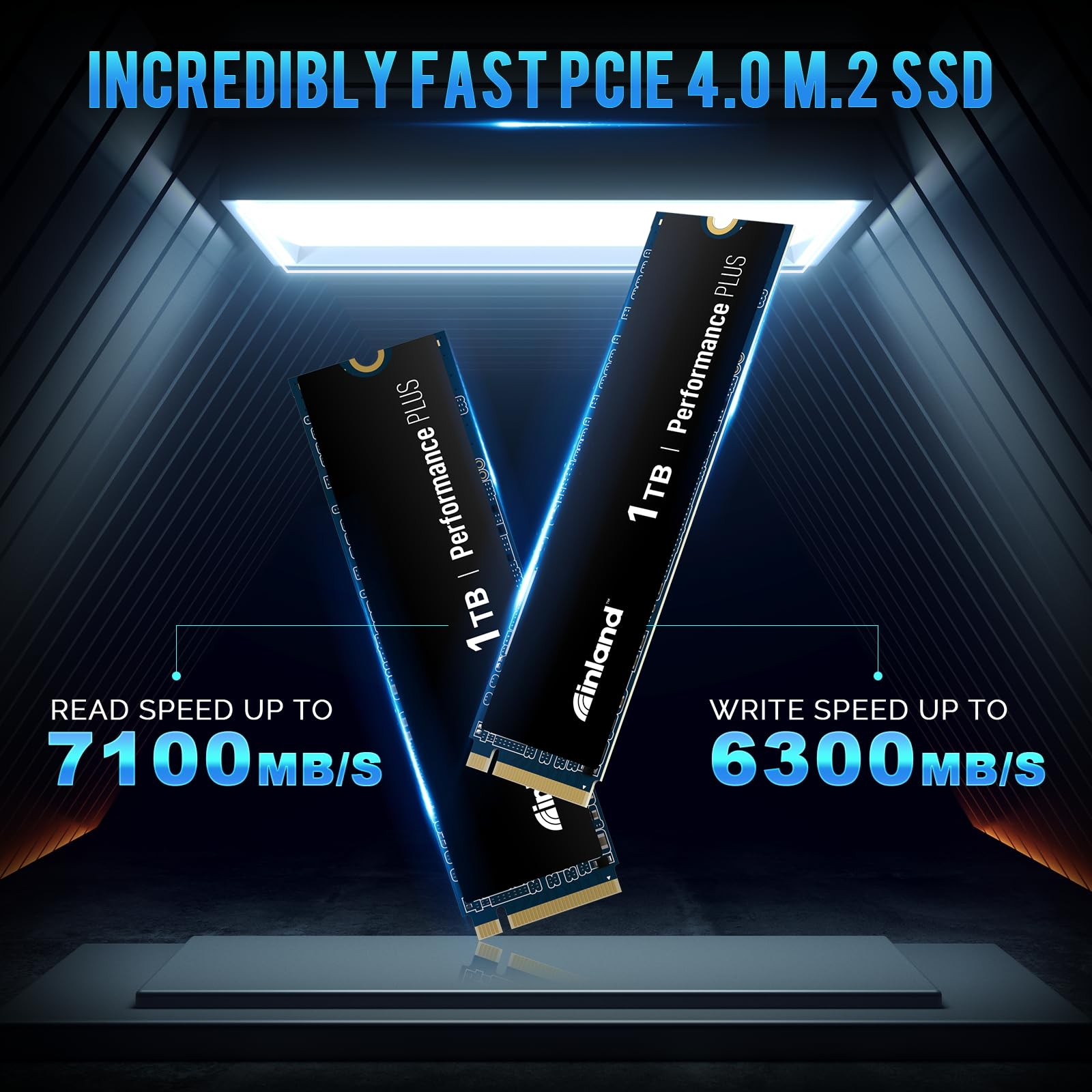 INLAND 1TB Performance Plus NVMe Internal Gaming SSD Solid State Drive Optimized for PS5 - Gen4 PCIe, M.2 2280, DRAM Cache, TLC 3D NAND Flash, Up to 7000MB/s