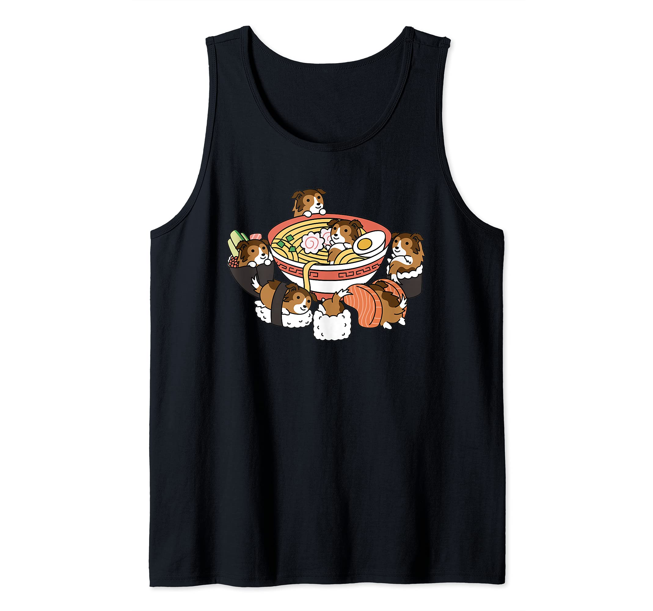 Ramen Sushi Shetland Sheepdog Dog Tank Top