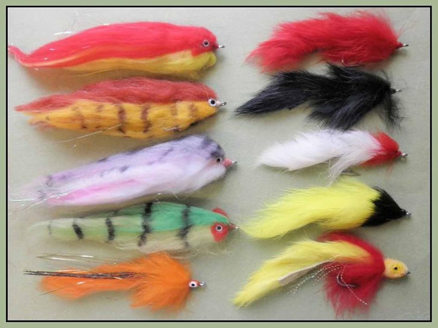 Troutflies UK Lures Pike Fishing Flies, 10 Pack, Mixed Patterns, Size 1/0 & 2/0, Pike Fly