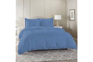 SILENTNIGHT Oversized Super King Size (120" x 98") Inch, 1Pcs Duvet Cover Zipper Closer & Corner Ties, 800 Thread Count 100% Egyptian Cotton, Duvet Cover Soft and Easy Care - Medium Blue Solid