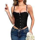 INOGIH Sexy Lace Bustier Corset Crop Tops for Women - Summer Spaghetti Strap Corset Bustier Fashion Going Out Top