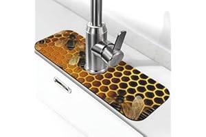 Faucet Mat for Kitchen Sink, Super Absorbent Sink Splash Guard, Fast Drying Mat Bees on hive Sink Gadgets Splash Guard Behind