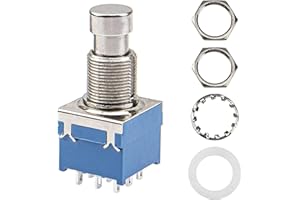 9-Pin 3PDT Guitar Effects Pedal Box Stomp,Foot Pedal Switch Stompbox,True Bypass Push Button Switch On Off Waterproof Momenta