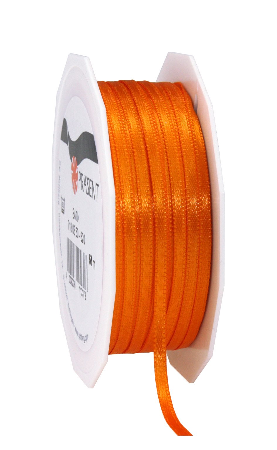 C.E. Pattberg SATIN orange gift ribbon, 55 yards for Wrapping Gifts, 0.12 inches width, Ribbon for Decorating & Crafting, Decorative Ribbon for Gifts, for every occasion