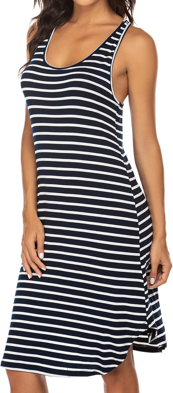 Ekouaer Women Sleepwear Sleeveless Night Shirt Long Racerback Tank