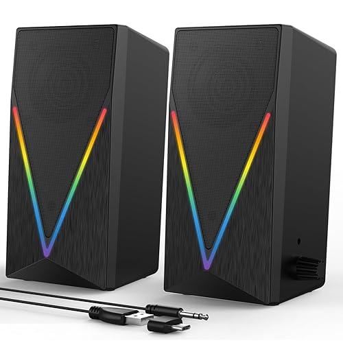 RGB Desktop Speakers with Enhanced Bass, Volume Control