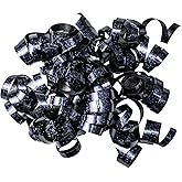 WRAPAHOLIC 12-Count Holographic Black Self-Adhesive Curly Bows Gift Wrap Accessory - Perfect for Christmas, Birthday, Holiday, Party Favors Decorations
