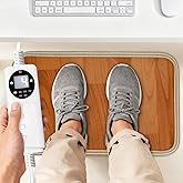 Everkeen Heated Floor Mat, Foot Warmer Under Desk with 12 Adjustable Temperature & 12H Timer, 20"x12" Electric Heating Pad for Office Home, Safe with Shoes On, Brown Wood Grain, Feet Rest for Desk