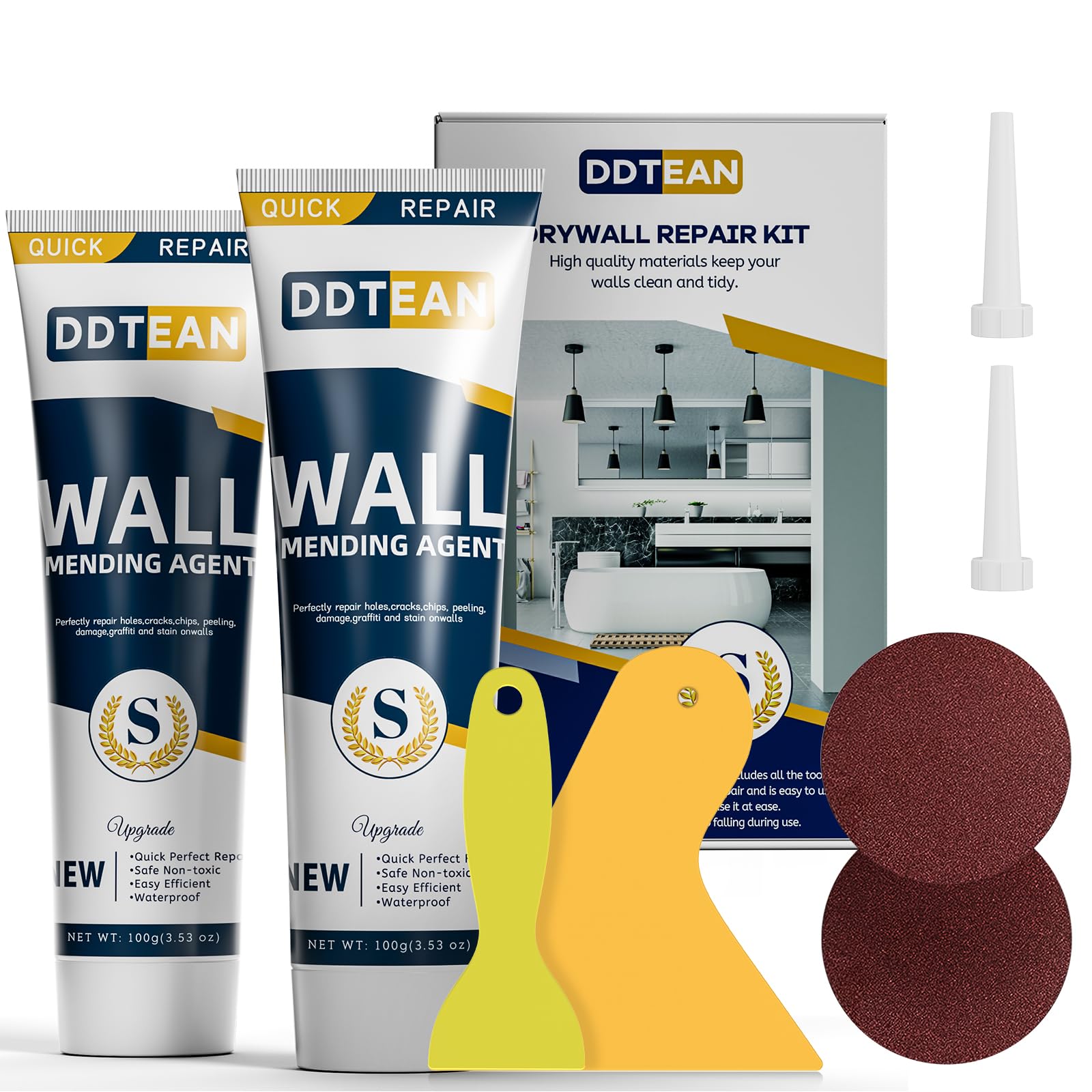 Photo 1 of ***2 INCLUDED***DDTEAN Drywall Repair Kit,2 Pack Wall Mending Agent,Wall Spackle with Scraper, Wall Surface Hole Fill Quick and Easy Solution, white***2 INCLUDED***