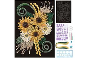 WEBEEDY Paper Quilling Kit DIY Sunflower Paper Filigree Kit with Quilling Strips Tool and Supplies Paper Quilling Set for Beginners Handmade Crafts Modern Room Wall Art Decor Gift,21×27.9cm/8.3×11"