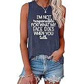 YITAN Women Funny Graphic Tank Top I AM NOT Sleeveless Tees