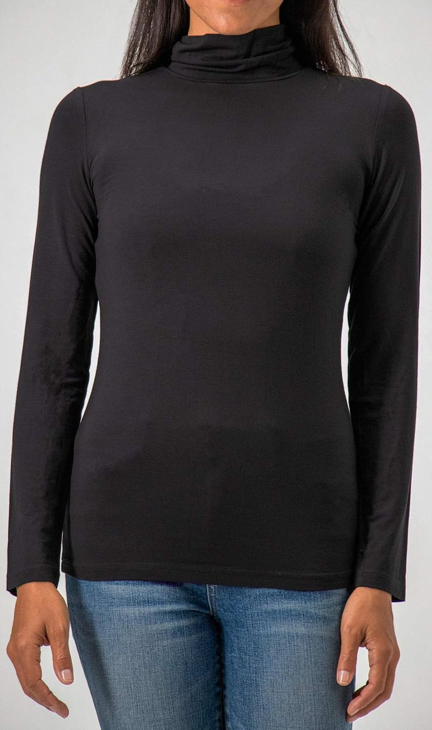 DEVOPS Womens 2-Pack Long Sleeve Mock Turtleneck Stretch Fitted Shirts at  Women’s Clothing store