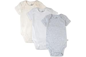 HonestBaby unisex-baby 3-pack Short Sleeve Bodysuits One-piece 100% Organic Cotton for Infant Baby Boys, Girls, Unisex