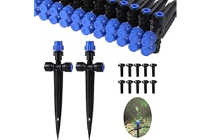 HUISUYTON Drip Irrigation Emitters,with Adjustable 360 Degree Water Flow Drippers Atomization Sprayer for 1/4 inch Tubing,Garden Drippers Sprinker for House Garden Watering System (36pcs-Atomization Sprinker)