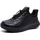 YINGCSM Men's Non Slip Work Shoes Black Slip Resistant Waterproof Sneakers Kitchen Slip On Lightweight Shoes Walk Food Service Chef Nurse Cushioning Shoes Delivery Footwear