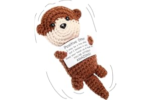 JULEASEL Mini Funny Positive Crochet Otter Emotional Crochet Animals Sea Otter Gifts Knitted Doll Encouragement Cheer Up Birthday Graduation Gifts for Women Men Coworkers Teens