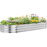 King Bird Raised Garden Bed Quick-Setup 94x36x12 in | Galvanized Planter Box Outdoor for Gardening, Vegetables, Flowers, Silver