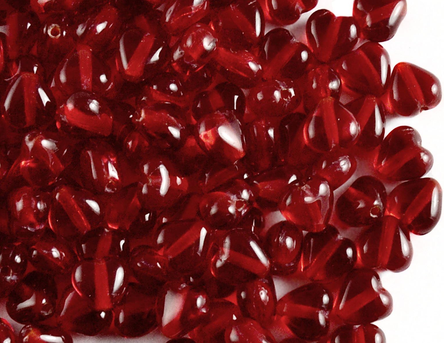 50pcs 6mm Heart Pressed Glass Czech Beads, Ruby Transparent