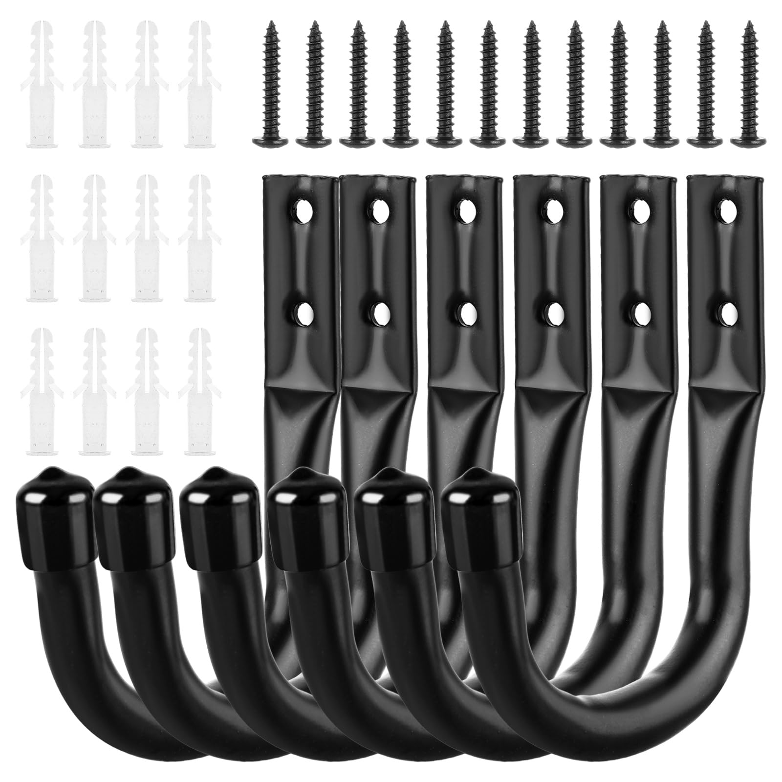 ASelected Garage Storage Hook Heavy Duty,6 Pcs Ladder Storage Hooks for Hanging,Wall Mounted J Hooks Utility Hangers,Brackets Hooks for Organizing Tools, Bike, Wood, Metal, Board and Stick