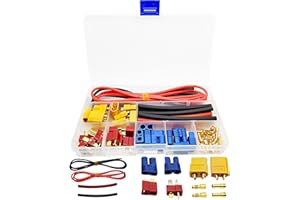 HOPLEX T-Plug XT60 EC3 Male and Female Adapter Connectors with Heat Shrink Tube and 14AWG Silicone Wire for RC Lipo Battery Electronic Speed Control ESC Motor