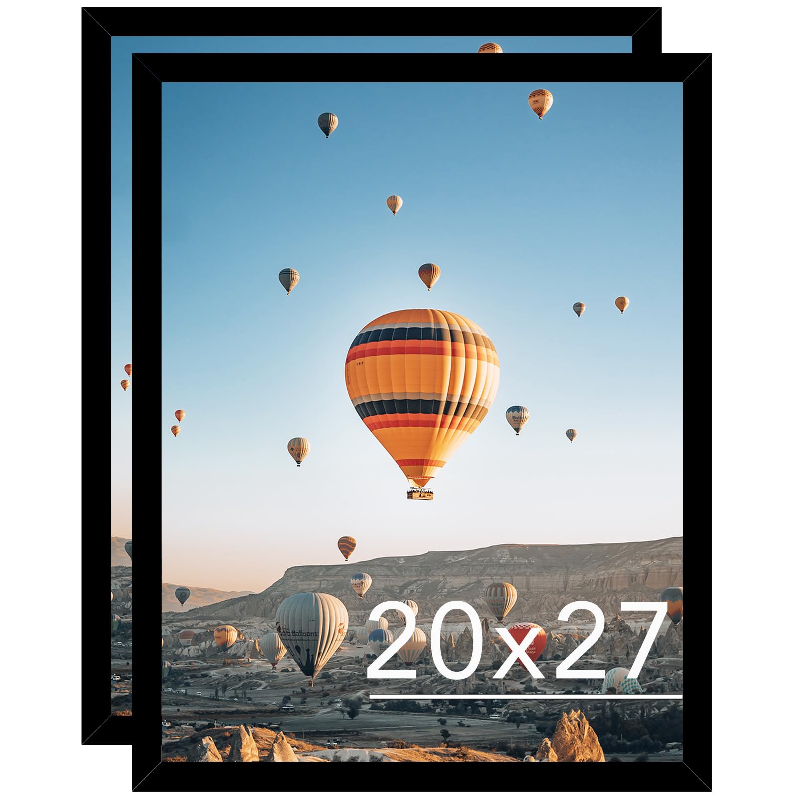 Photo 1 of 20x27 Picture Frame Set of 2 Black for Puzzles Poster Photo Picture, Horizontal and Vertical Formats for Wall Hanging, 20 x 27 Wall Gallery Puzzles Frame for 20 by 27 Photos Posters, 2 Pack,Black