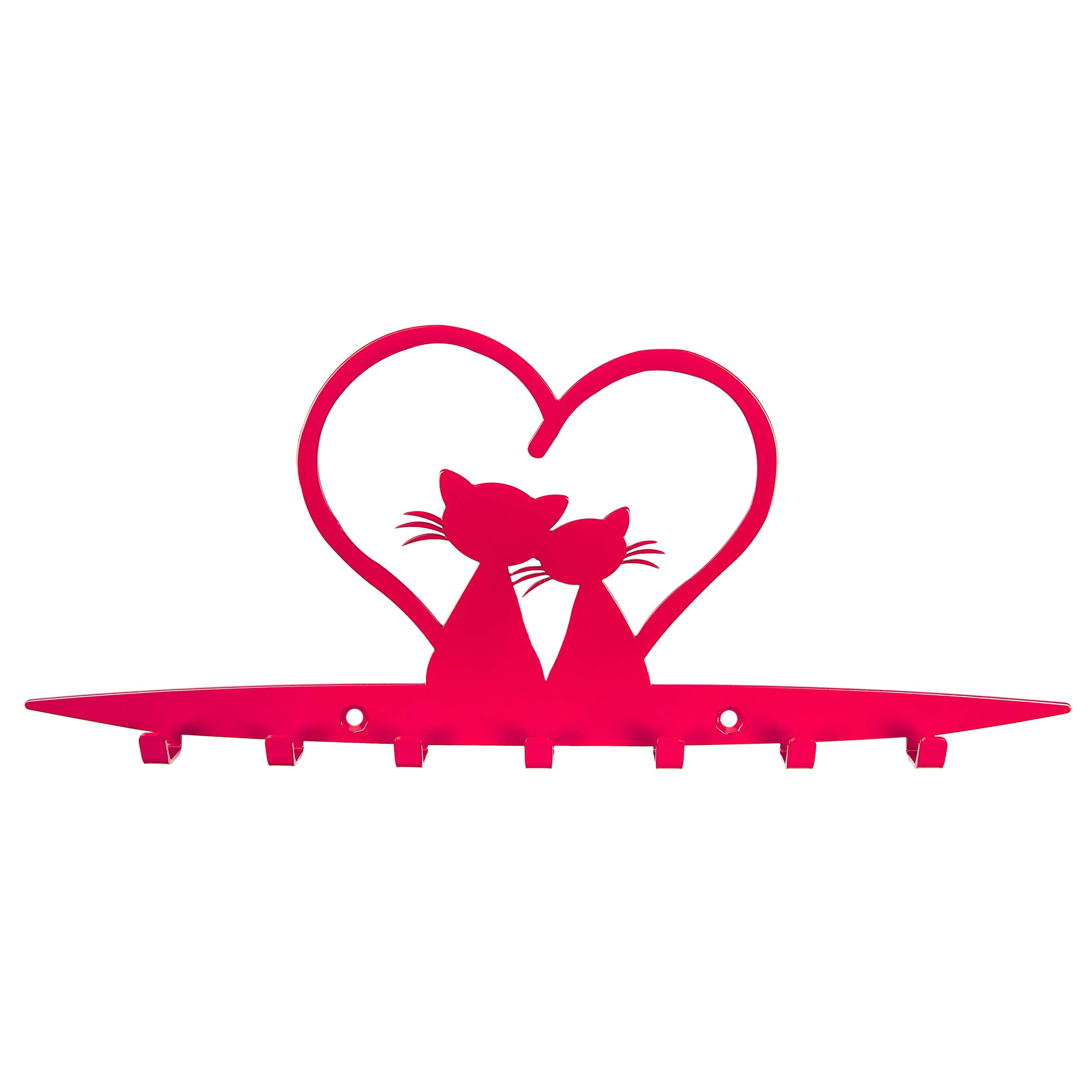 Galleksa Children's Wall-Mounted Coat Hooks Hanger Rack Cats in Love Red