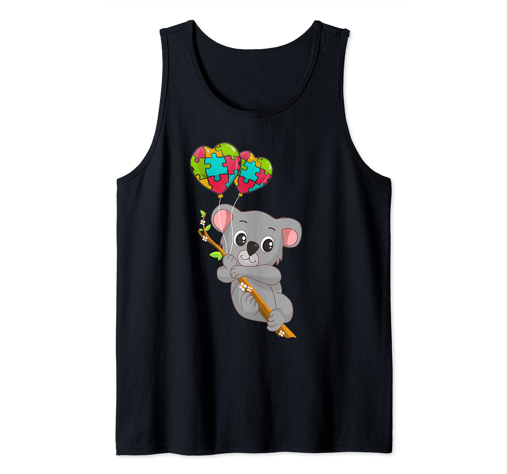Autism Awareness Koala Bear Puzzles Heart Balloons Autism Tank Top