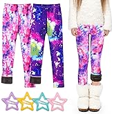 ZeriLion 2 Pack Girls Fleece Lined Leggings – Warm Stretchy Winter Pants for School & Outdoor Play, Size 4-10 Years