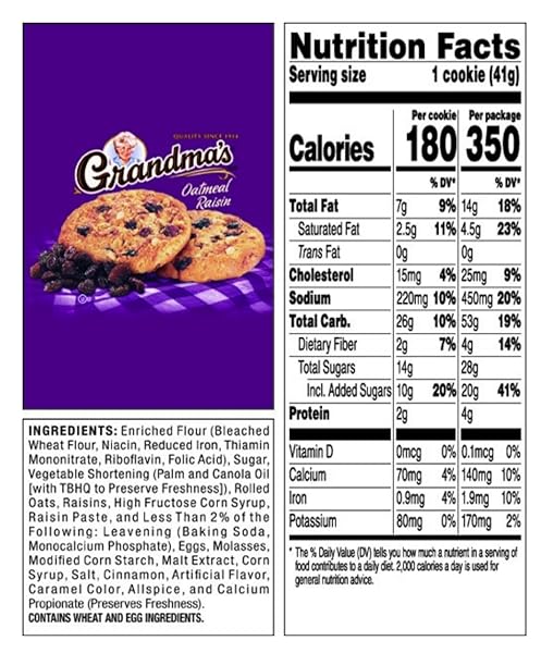 GRANDMA’S COOKIES OATMEAL RAISIN FLAVORED 4 PACKS 2 PER PACK