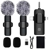 Labstandard 3-in-1 Wireless Lavalier Microphone for iPhone &amp; Android - Studio Quality Sound with Noise Cancel, Plug &amp; Play Mini Mic for Recording, Vlogging &amp; Live Streaming