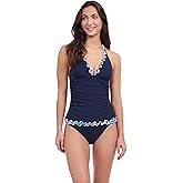 Profile by Gottex Harmony Blue Women’s Ruffle Trim Halter Tankini Bathing Suit Top Swim Essential - Stylish Beachwear