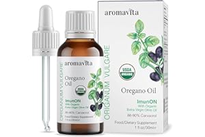 AROMAVITA ImunON Organic Greek Oregano Oil Drops – Extra Strength 86-90% Carvacrol – Powerful Immune & Digestive Support – 200 Servings – 100% Pure, Vegan, Non-GMO, Gluten-Free – 1 fl oz (30 mL)