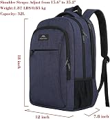 MATEIN 15.6 inch Travel Laptop Backpack Navy Blue USB Charging Anti Theft view 5