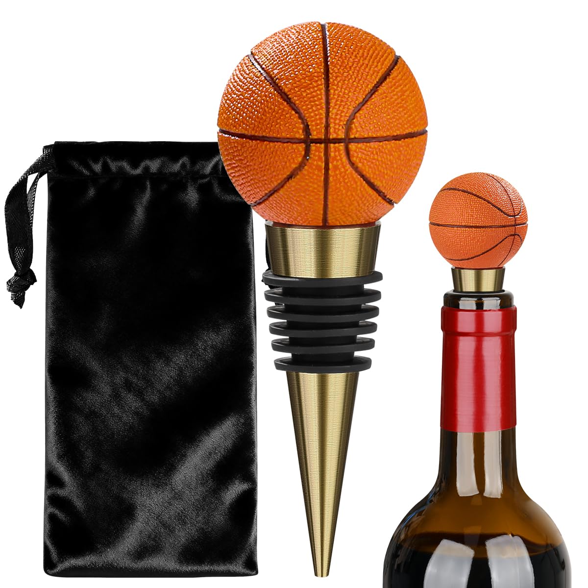 LULLEA Basketball-Weinverschluss, Lustige Basketball-Geschenke für Männer, Papa & Fans | Origineller Basketball-Champagner-Verschluss mit Geschenkbeutel, Perfekt für Geburtstag, Vatertag