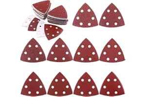 Glarks 100-Pieces 90mm / 3.5 Inch Triangle Mouse Detail Sander Sandpaper Sanding Paper Hook and Loop Assorted 40/60/80/120/18