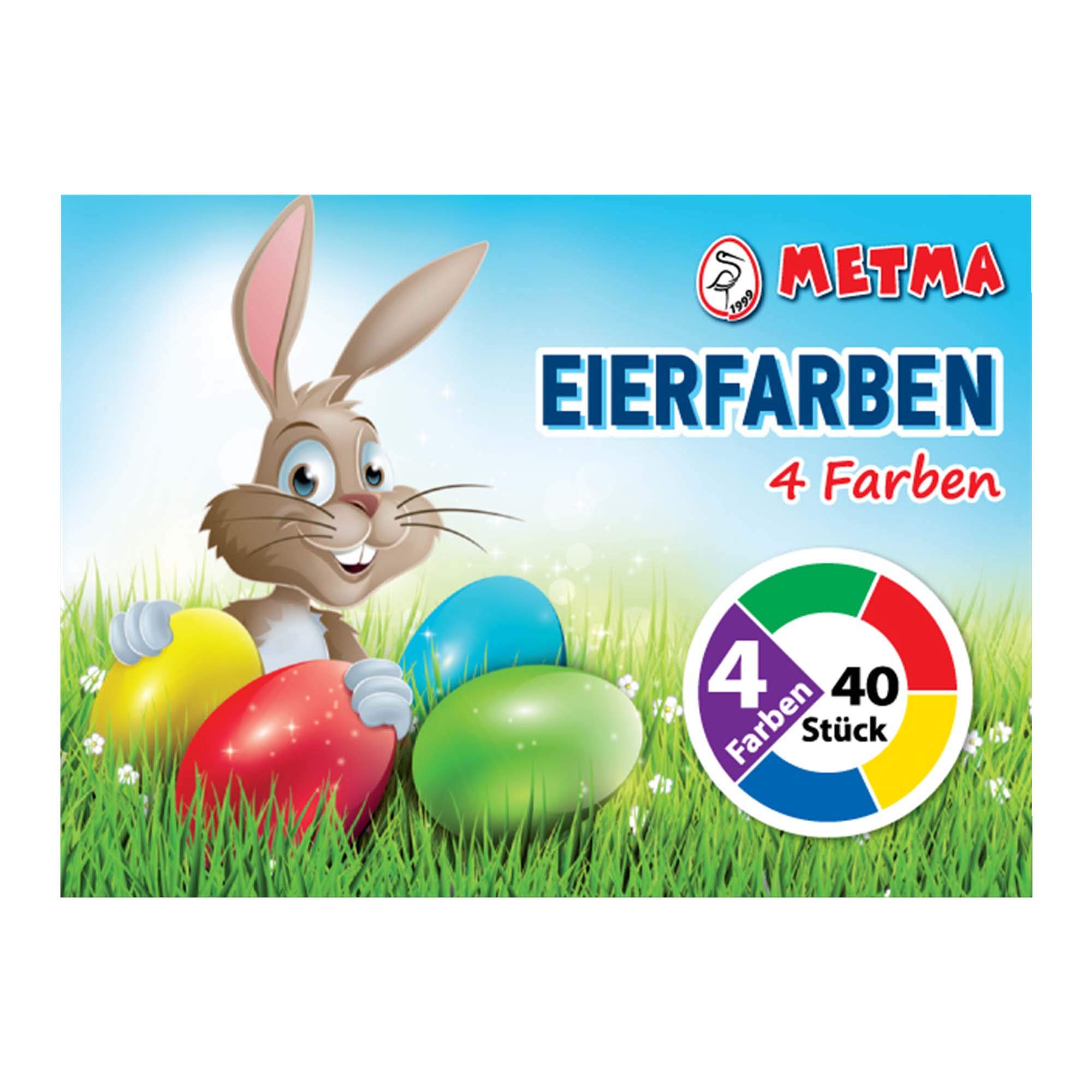 Metma B004 Egg Colours, Pack of 4, Green, Red, Yellow, Blue, Warm Colours, Dye Tablets, Easter Eggs, Easter