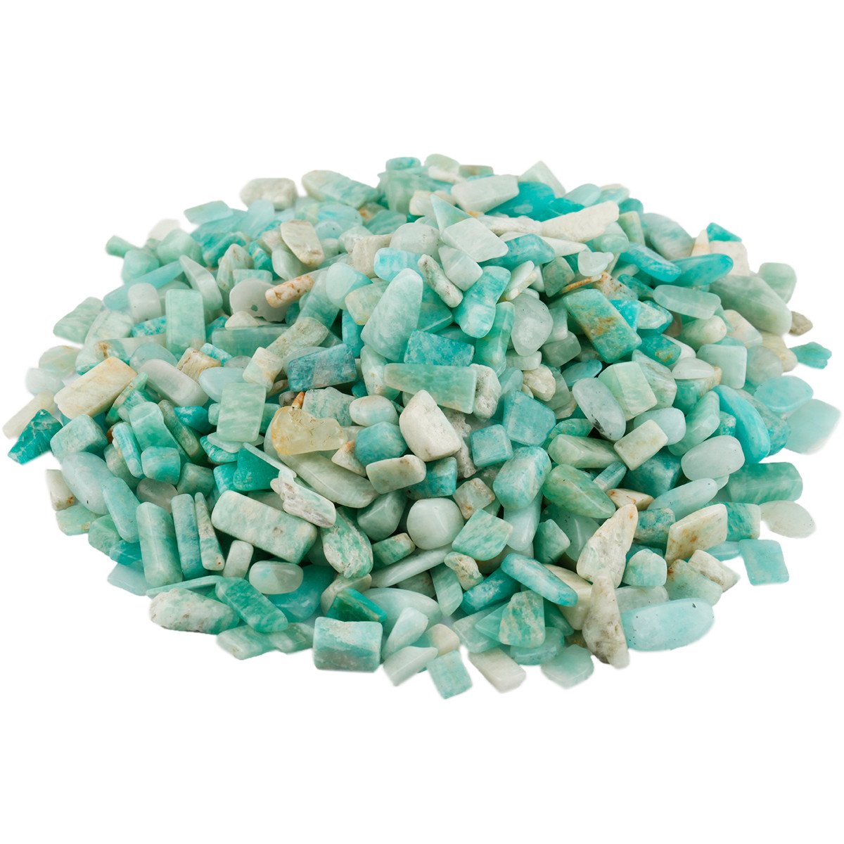 Shanxing 1lb/460g Undrilled Natural Amazonite Crystal Tumbled Chips Stones Bulk, Reiki Healing Crystals Crushed Stone Pieces Small Decorative Stones for Vase Fish Tank Garden Plant Pot Crafts Decor