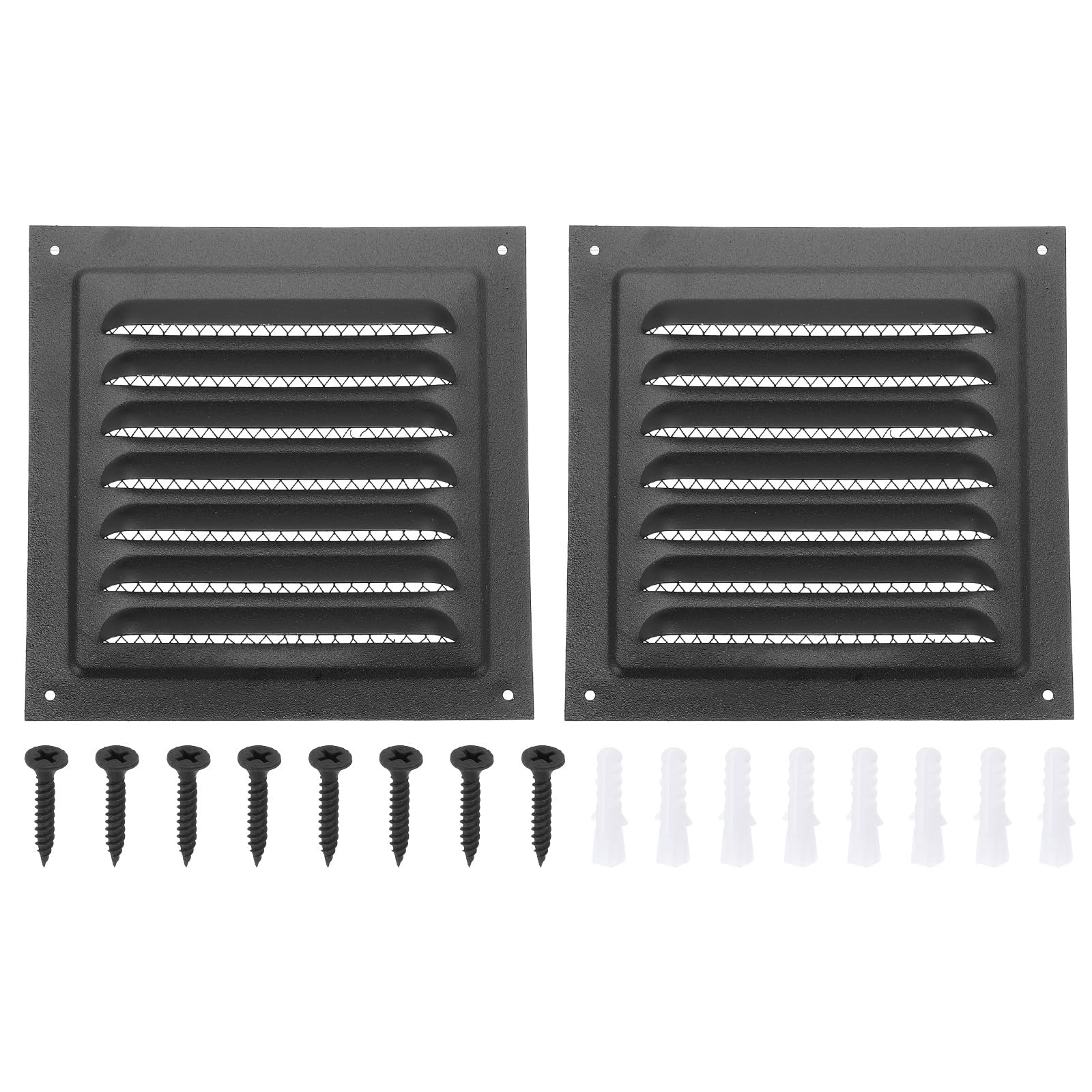 PATIKIL 6"x6" Stainless Steel Gable Vent, 2pcs Exterior Wall Outlet Vent Cover HVAC Air Grille Louvered Screen Mesh for Kitchen Bathroom Ventilation, Black